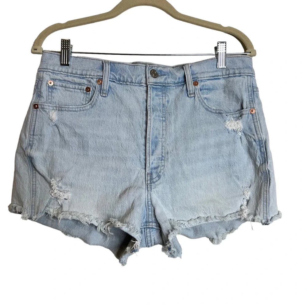 Gap Denim Womens Cheeky Shorts 12/31 Blue Light Wash Denim Cutoffs Button Fly